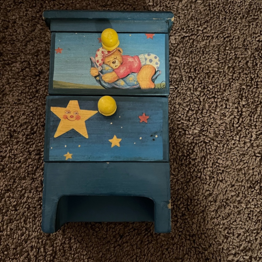 Jewelry trinket box.  Moons and stars wooden box